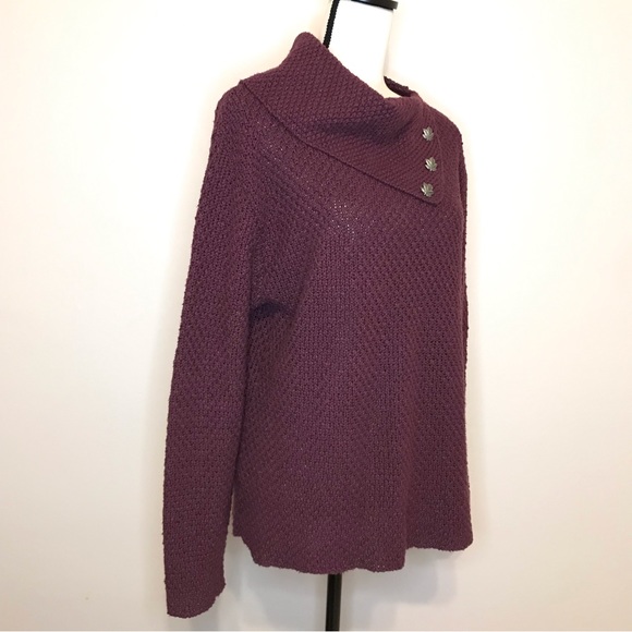 {SOLD} Gorgeous Coldwater Creek Cowl Neck Turtleneck Knit Sweater Leaves Buttons - Picture 12 of 15